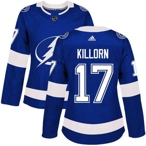 Adidas Lightning #17 Alex Killorn Blue Home Authentic Women's Stitched NHL Jersey - Click Image to Close